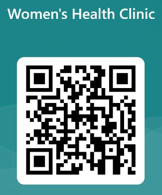 Scan the QR code with your smartphone or tablet HHHS women's clinic QR code image