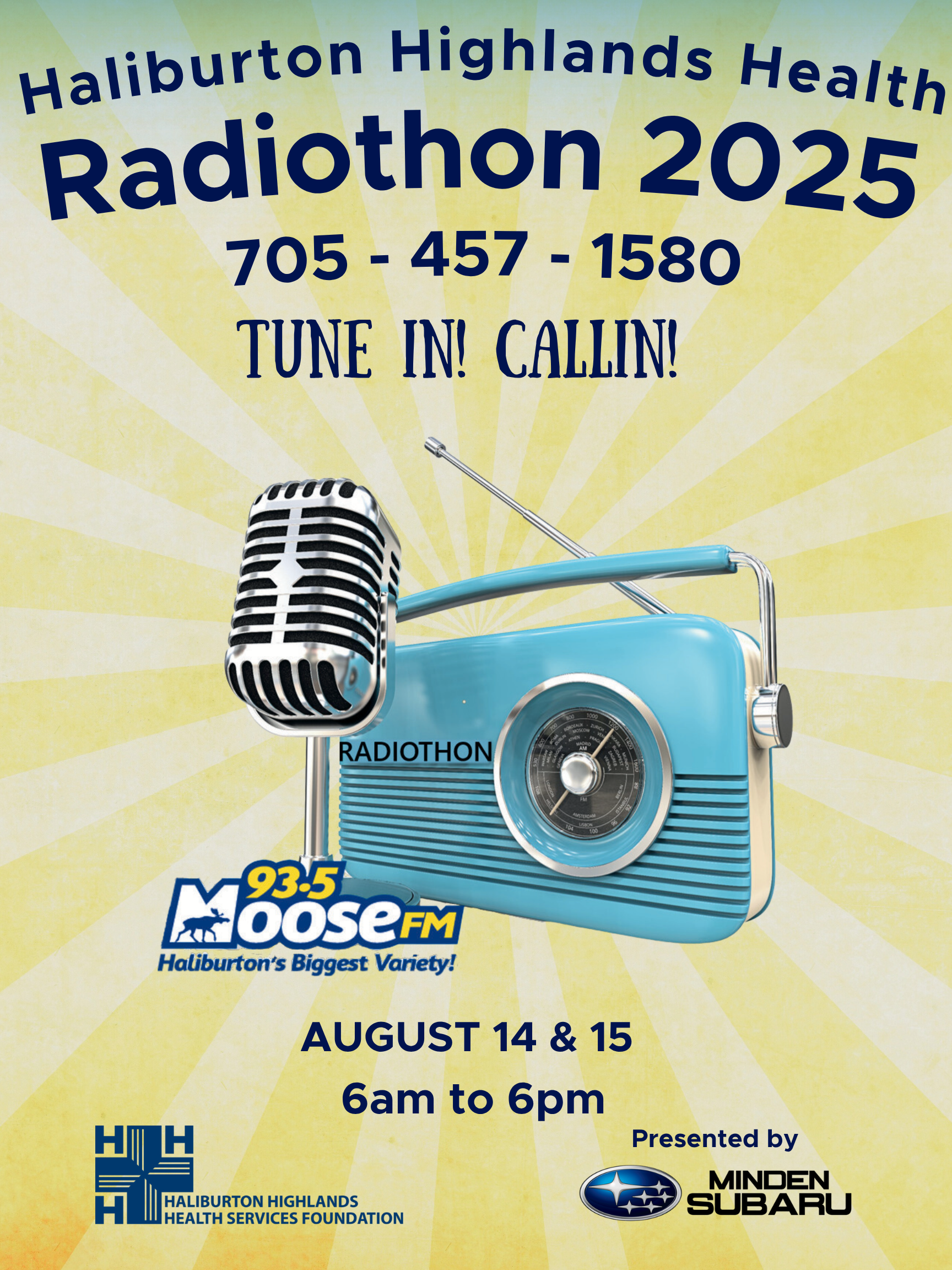 Haliburton Highlands Health Radiothon Aug 14 and 15 call 7054571580 to donate