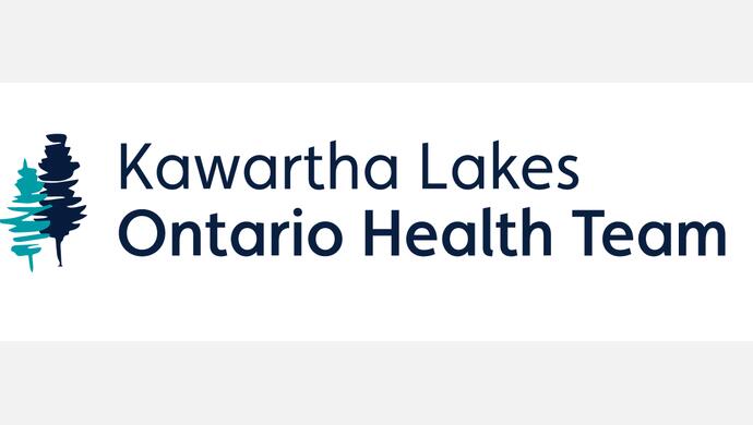 Logo for the Kawartha Lakes Ontario Health Team - two pine trees, one in teal and the other navy blue