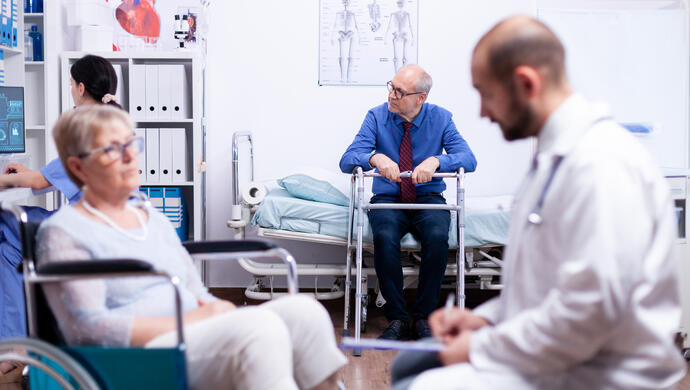 Senior on Hospital Bed