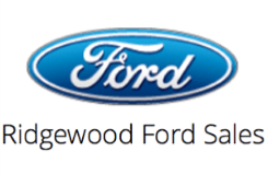 Blue oval logo with the word Ford in it above the words Ridgewood Ford Sales 